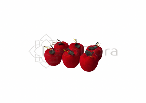 Яблочко с листом 4,5см красное (6 штук)
