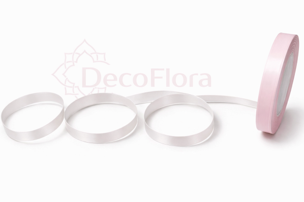 Лента атласная 1,2cm*25ярд - 090 - бледно-розовая 