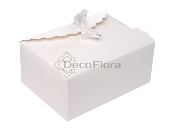 Коробка сборная 22*16*10см прямоугольная с атласной лентой белая
