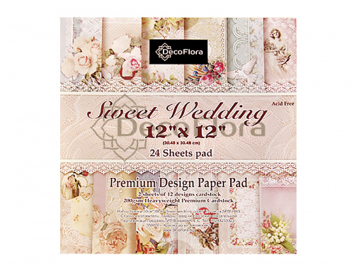 Набор бумаги 30см*30см "Sweet wedding paper" 24 листа 200г/м2  