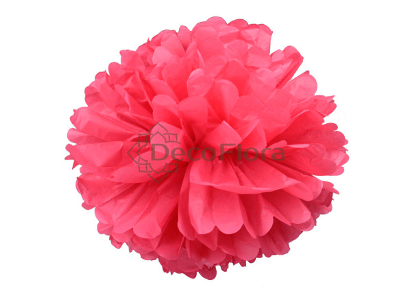 Помпон бумажный 30см коралловый