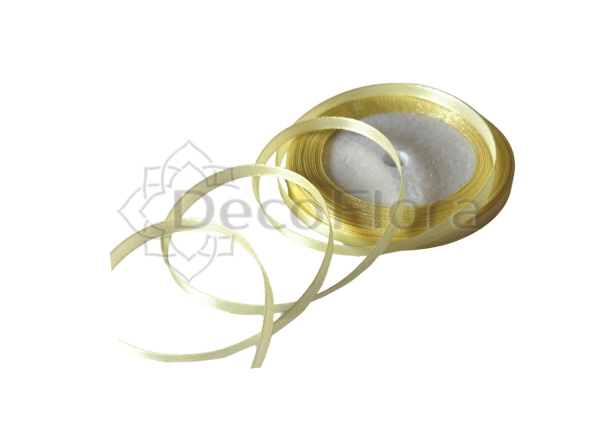 Лента атласная 0,6cm*25ярд - 053 - жёлтая