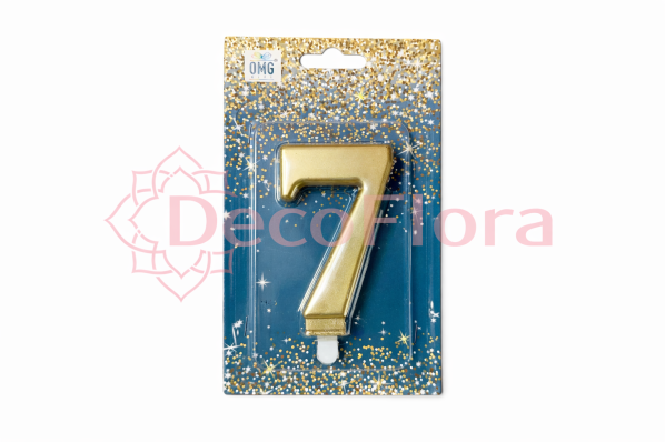 Свеча Цифра 7 Золотая 8см