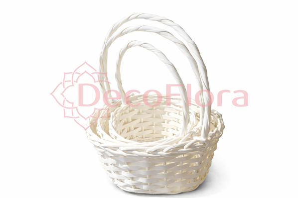 Набор из 3 штук корзин ивовых 27*27*13/32,22*22*11,5/28,17*17*10/24 белых