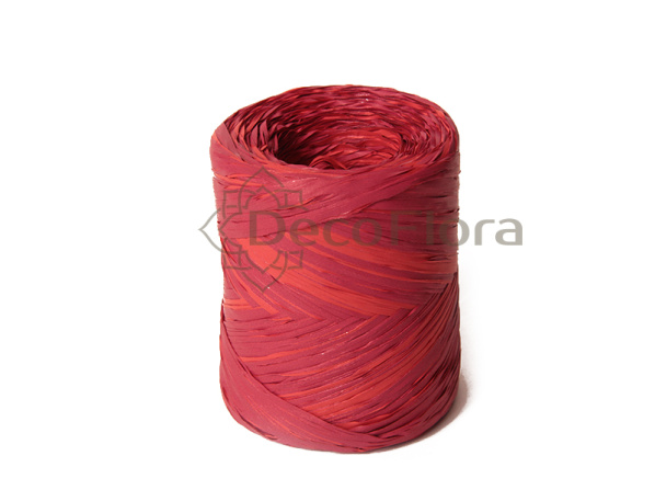 Рафия 1см*200м красная с бордовым