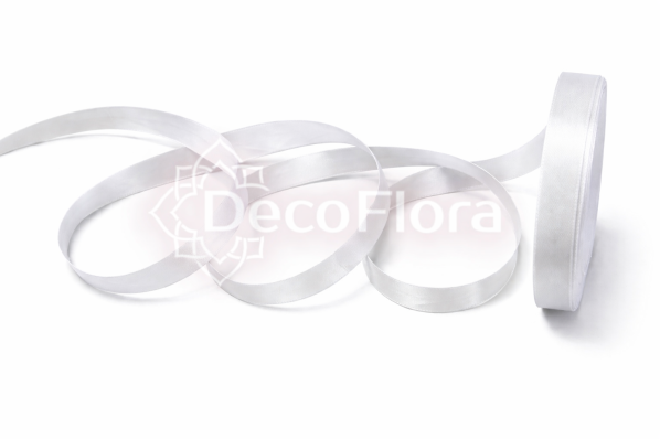 Лента атласная 1,2cm*25ярд - 001 - белая