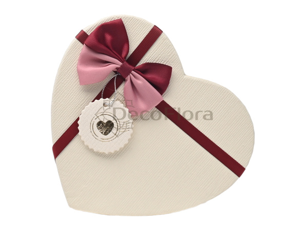 Коробка из набора сердце с бантиком 16*14*6см бордо