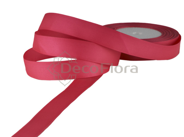 Лента репсовая 1cm*20м - 1024 - ярко-розовая