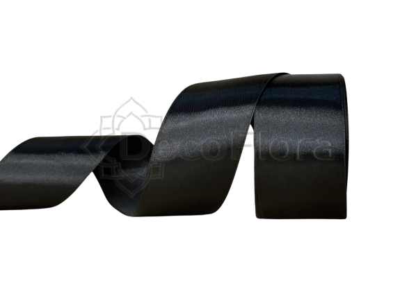 Лента атласная 5cm*25ярд - 039 - чёрная 