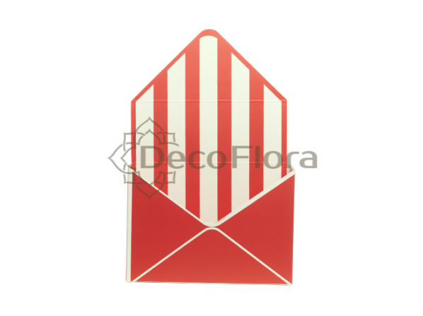 Коробка-конверт для цветов 20*8*30см линии красное