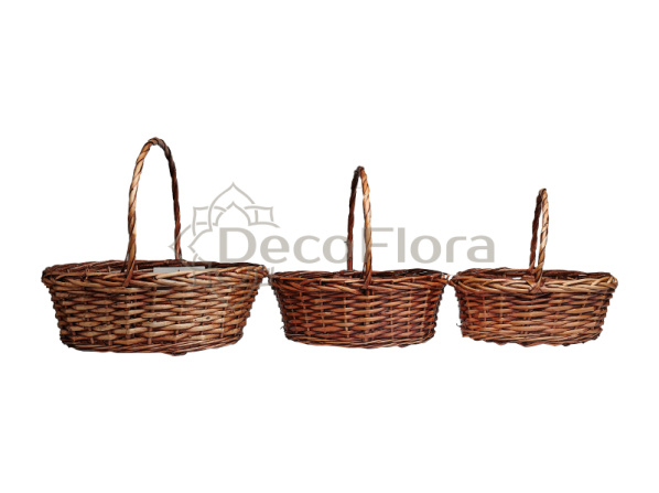 Набор корзин ивовых 3шт 38*30*14*35, 33*25*12.5*30, 28*20*11*25 тёмно-натуральный