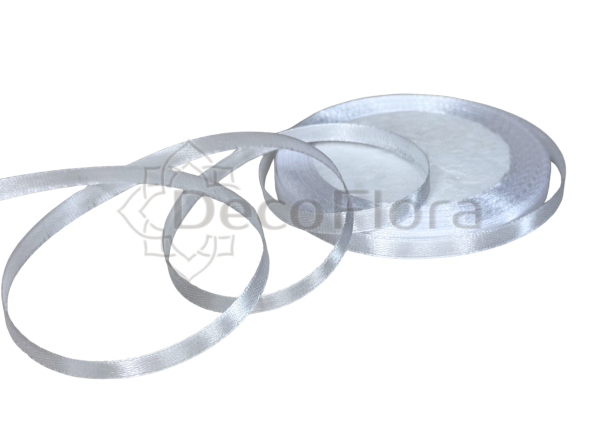 Лента атласная 0,6cm*25ярд - 001 - белая