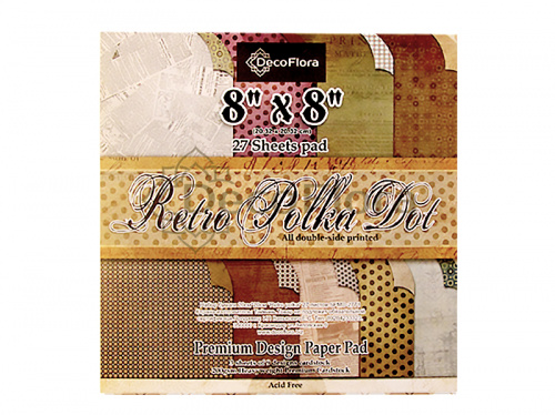 Набор бумаги 20см*20см "Retro polka" 27 листов 200г/м2 