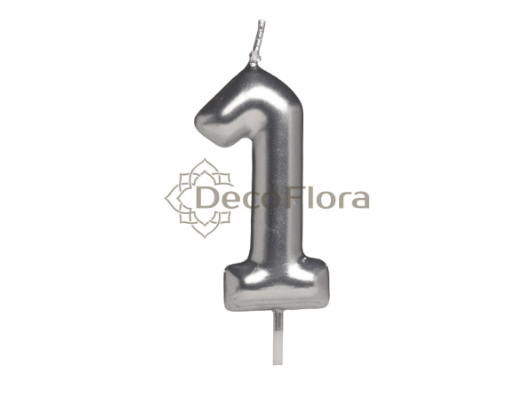 Свеча Цифра 1 Серебро 6см 