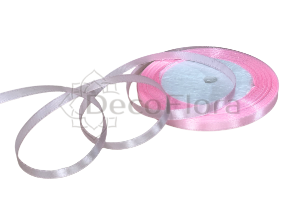 Лента атласная 0,6cm*25ярд - 043 - розовая
