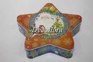 Подарочная банка жестяная-звезда "Дед Мороз" 20*19см