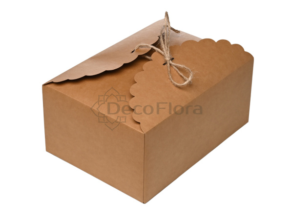 Коробка сборная 22*16*10см прямоугольная с атласной лентой крафт