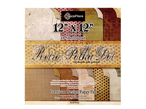 Набор бумаги 30см*30см "Retro polka" 18 листов 200г/м2 