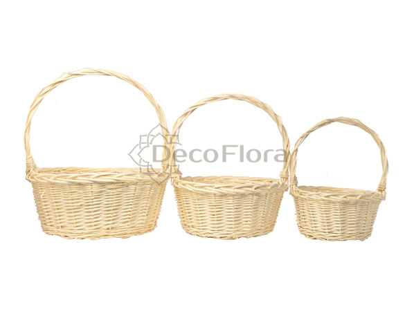 Набор корзин ивовых 3шт 40*40*17*44, 33*15*39, 26*13*34 выбеленный