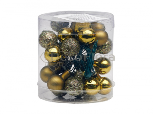 Набор шаров из 24 штук стекло 1,5см  оливковый