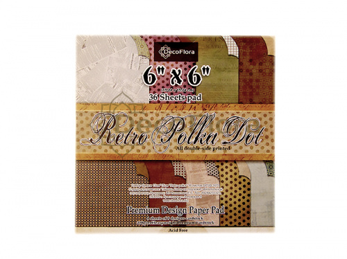 Набор бумаги 15см*15см "Retro polka" 36 листов 200г/м2