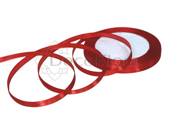 Лента атласная 0,6cm*25ярд - 026 - красная