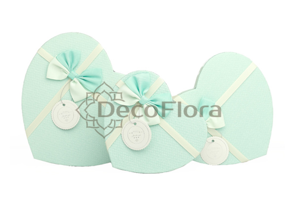 Коробка из набора сердце с бантиком 22*20*9см тиффани
